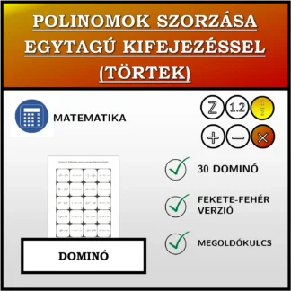 Dominó: Polinomok szorzása egytagú kifejezéssel (törtek)