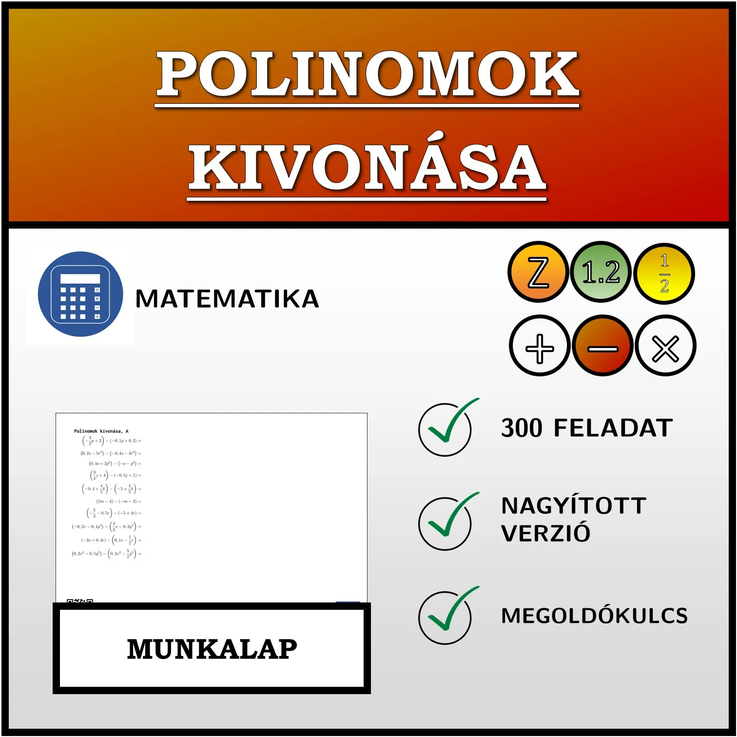 Munkalap: Polinomok kivonása