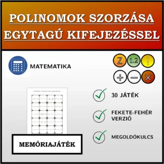 Memóriajáték: Polinomok szorzása egytagú kifejezéssel
