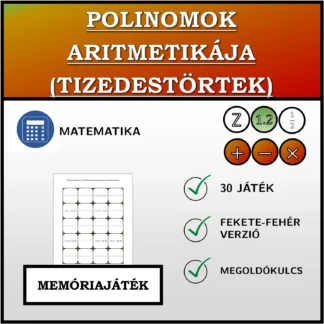 Memóriajáték: Polinomok aritmetikája (tizedestörtek)
