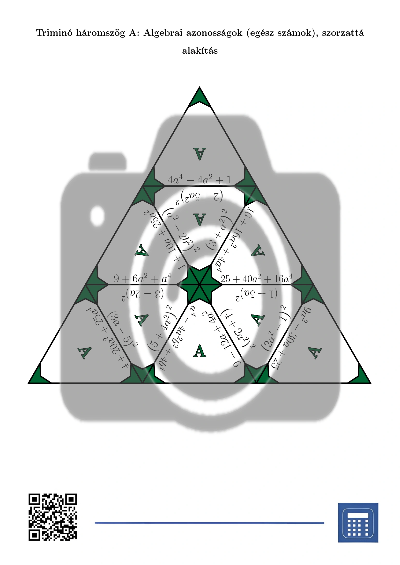 Triminó: Algebrai azonosságok (egész számok), szorzattá alakítás - Image 2