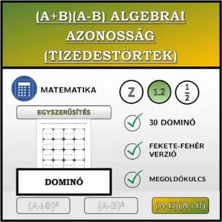 Dominó: (A+B)(A-B) algebrai azonosság (tizedestörtek), egyszerűsítés