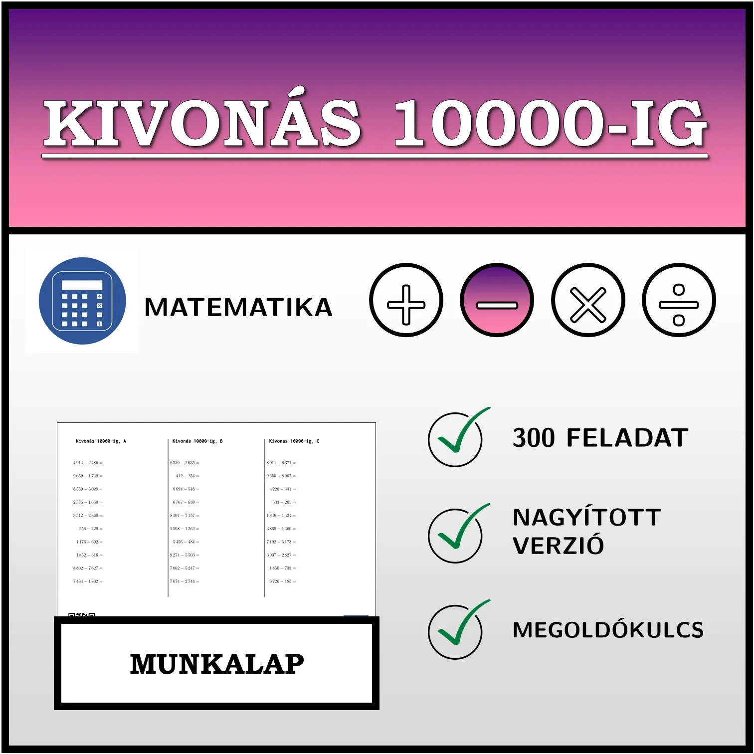 Munkalap: Kivonás 10000-ig