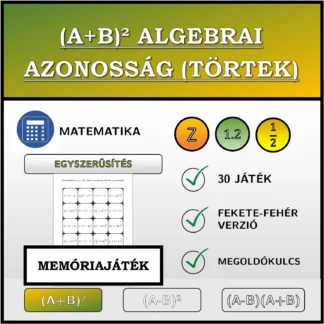 Memóriajáték: (A+B)² algebrai azonosság (törtek), egyszerűsítés
