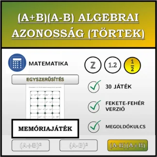 Memóriajáték: (A+B)(A-B) algebrai azonosság (törtek), egyszerűsítés