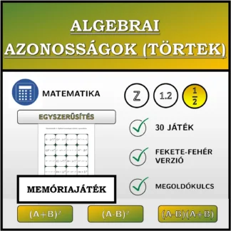 Memóriajáték: Algebrai azonosságok (törtek), egyszerűsítés