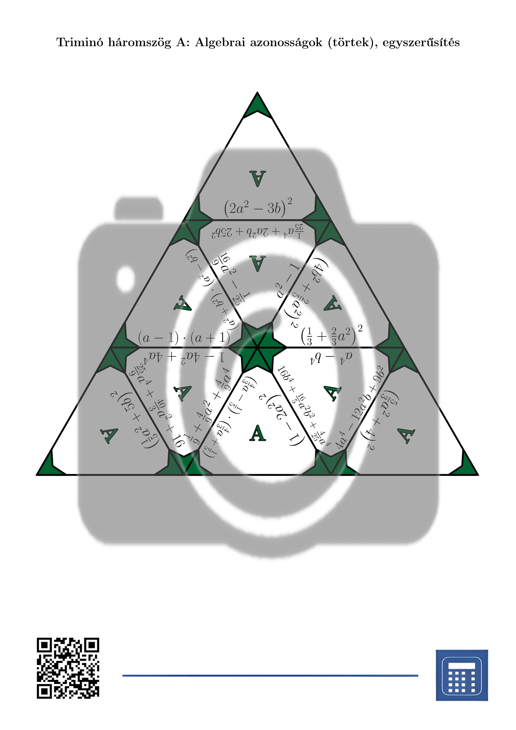 Triminó: Algebrai azonosságok (törtek), egyszerűsítés - Image 2
