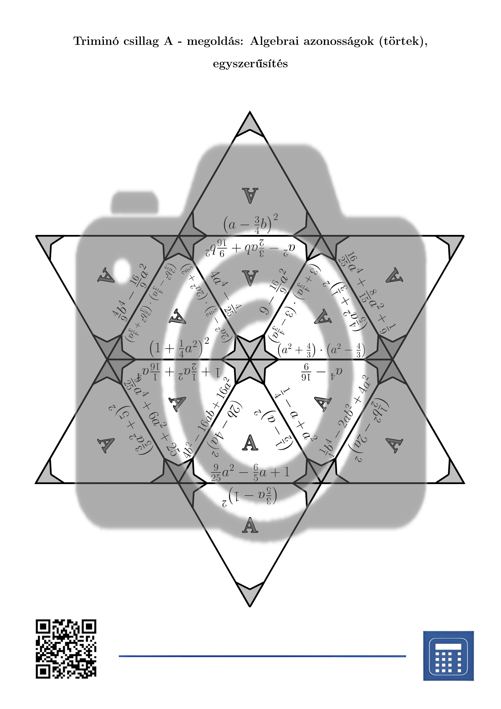 Triminó: Algebrai azonosságok (törtek), egyszerűsítés - Image 7