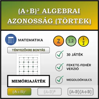 Memóriajáték: (A+B)² algebrai azonosság (törtek), szorzattá alakítás
