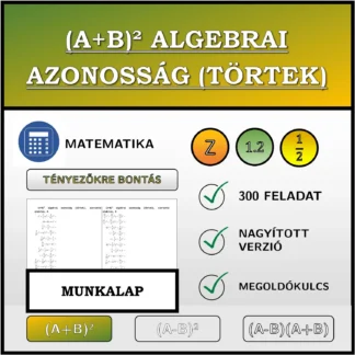 Munkalap: (A+B)² algebrai azonosság (törtek), szorzattá alakítás