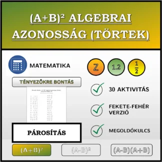 Párosító feladat: (A+B)² algebrai azonosság (törtek), szorzattá alakítás