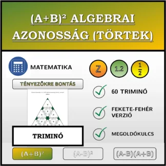 Triminó: (A+B)² algebrai azonosság (törtek), szorzattá alakítás