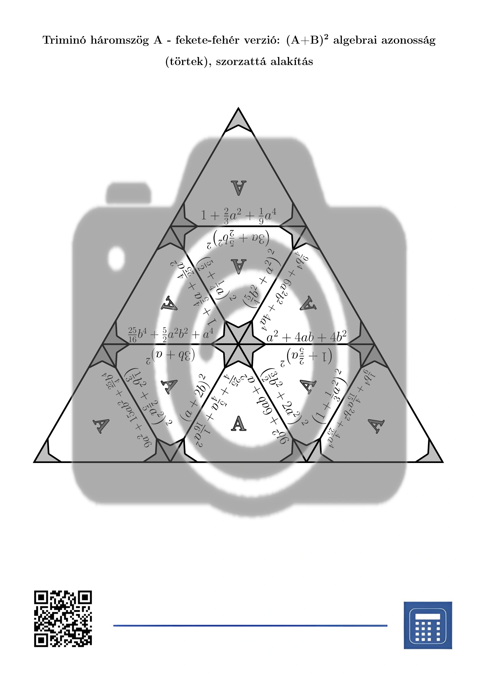 Triminó: (A+B)² algebrai azonosság (törtek), szorzattá alakítás - Image 3