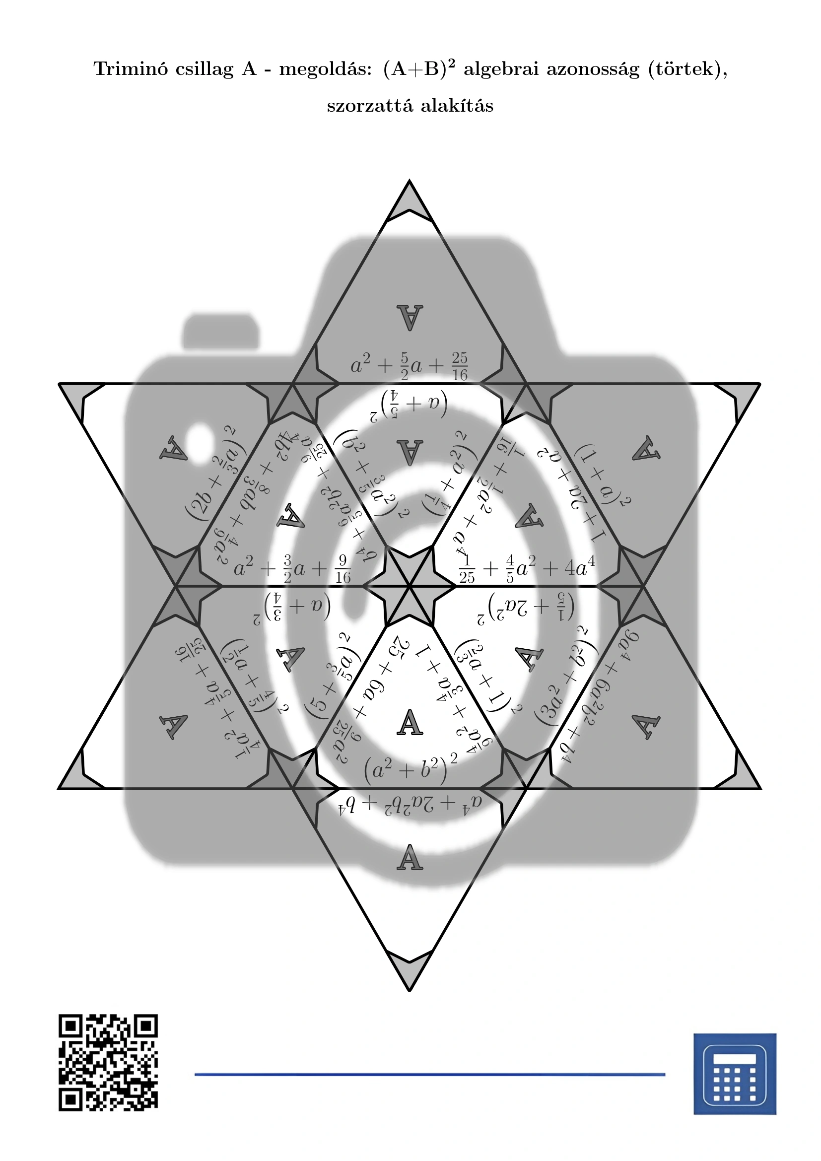 Triminó: (A+B)² algebrai azonosság (törtek), szorzattá alakítás - Image 7