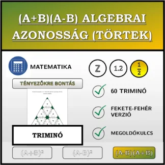 Triminó: (A+B)(A-B) algebrai azonosság (törtek), szorzattá alakítás