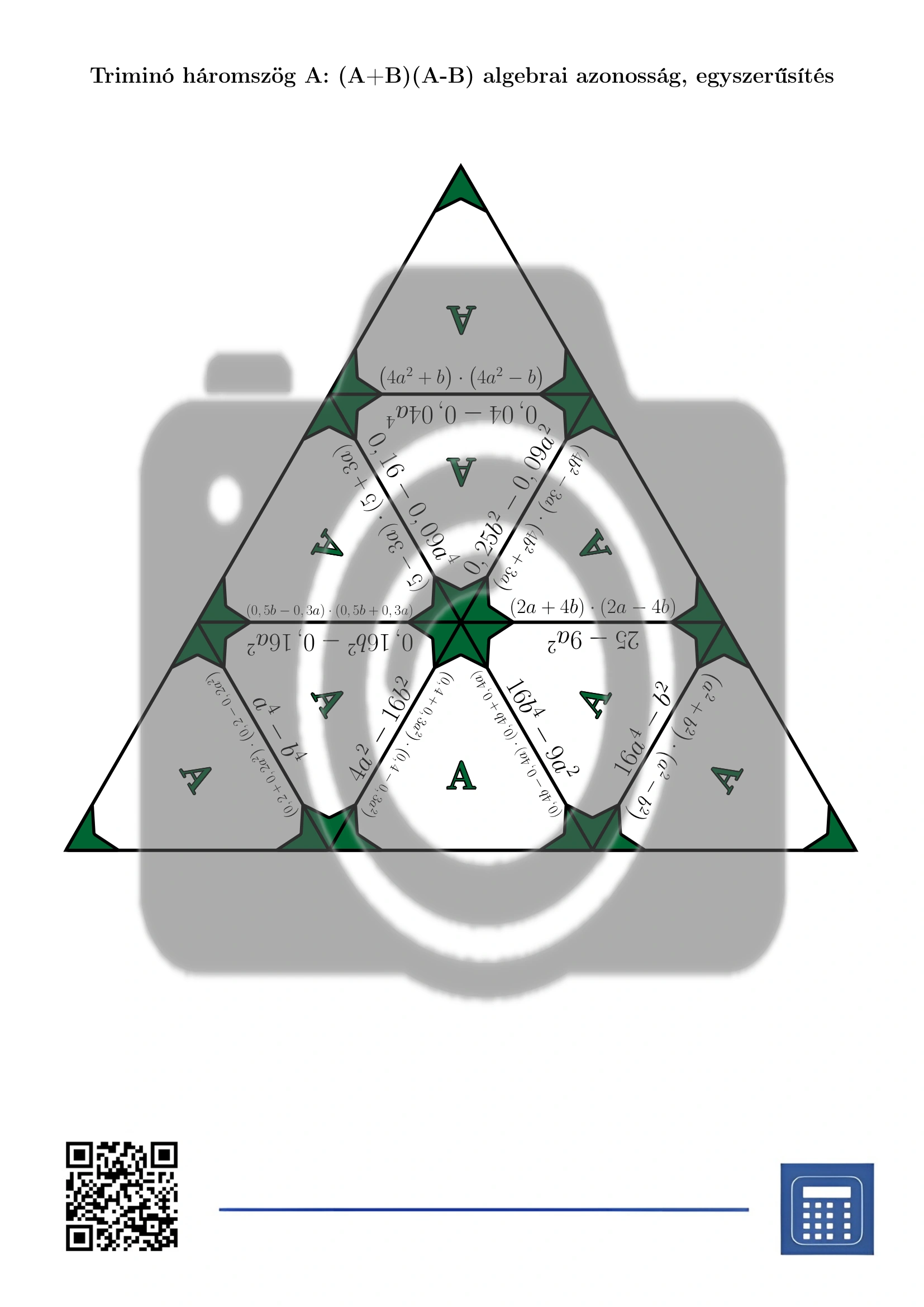 Triminó: (A+B)(A-B) algebrai azonosság, egyszerűsítés - Image 2