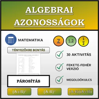 Párosító feladat: Algebrai azonosságok, szorzattá alakítás