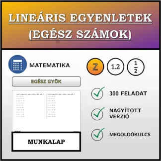 Munkalap: Lineáris egyenletek (egész számok), egész gyök