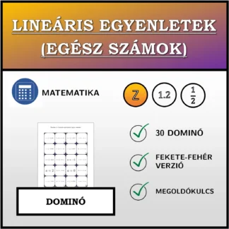 Dominó: Lineáris egyenletek (egész számok)
