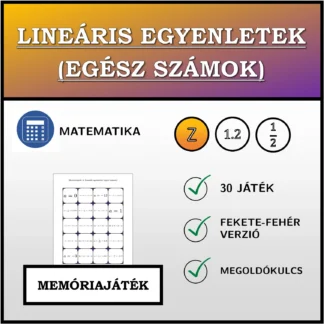 Memóriajáték: Lineáris egyenletek (egész számok)