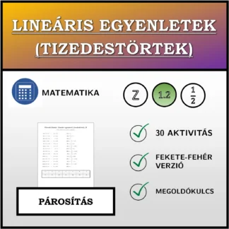 Párosító feladat: Lineáris egyenletek (tizedestörtek)