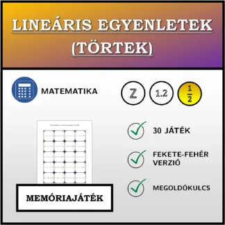 Memóriajáték: Lineáris egyenletek (törtek)