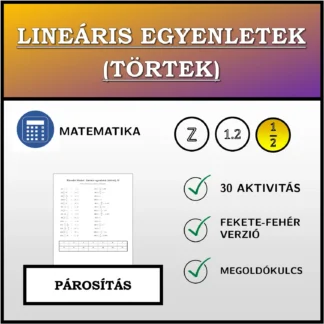 Párosító feladat: Lineáris egyenletek (törtek)