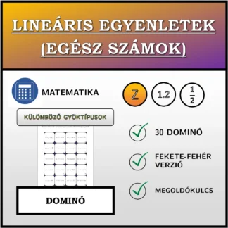 Dominó: Lineáris egyenletek (egész számok), különböző típusú gyökök