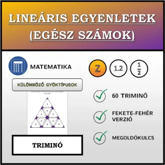 Triminó: Lineáris egyenletek (egész számok), különböző típusú gyökök
