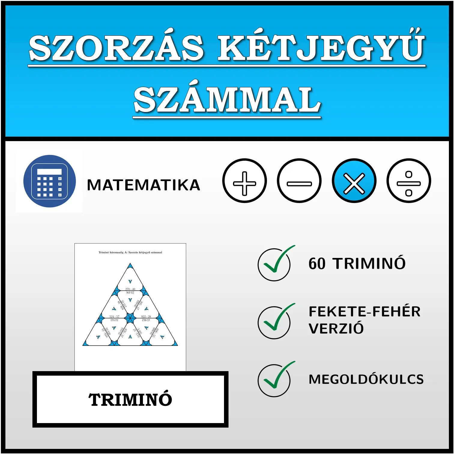 Triminó: Szorzás kétjegyű számmal