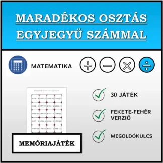 Memóriajáték: Maradékos osztás egyjegyű számmal