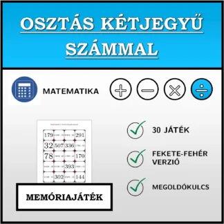 Memóriajáték: Osztás kétjegyű számmal