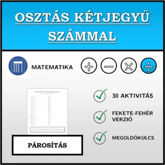 Párosító feladat: Osztás kétjegyű számmal