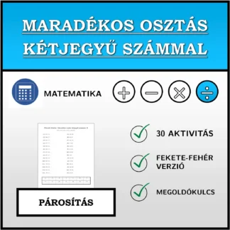 Párosító feladat: Maradékos osztás kétjegyű számmal