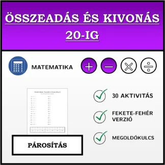 Párosító feladat: Összeadás és kivonás 20-ig