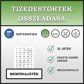 Memóriajáték: Tizedestörtek összeadása