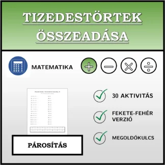 Párosító feladat: Tizedestörtek összeadása
