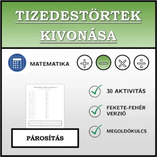 Párosító feladat: Tizedestörtek kivonása