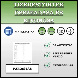 Párosító feladat: Tizedestörtek összeadása és kivonása