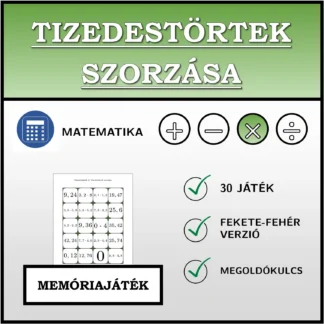 Memóriajáték: Tizedestörtek szorzása