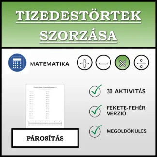 Párosító feladat: Tizedestörtek szorzása
