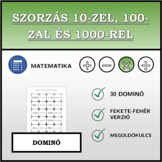 Dominó: Szorzás 10-zel, 100-zal és 1000-rel