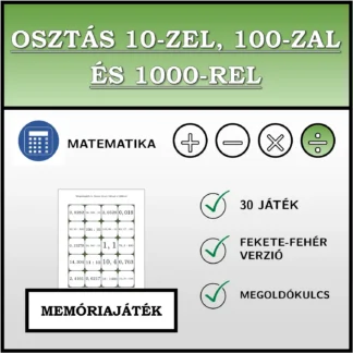 Memóriajáték: Osztás 10-zel, 100-zal és 1000-rel