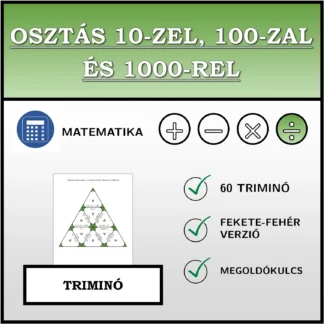 Triminó: Osztás 10-zel, 100-zal és 1000-rel