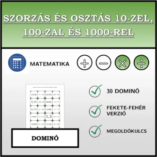 Dominó: Szorzás és osztás 10-zel, 100-zal és 1000-rel