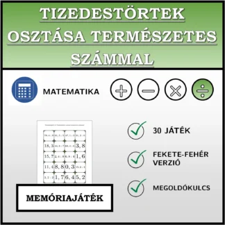 Memóriajáték: Tizedestörtek osztása természetes számmal