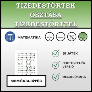 Memóriajáték: Tizedestörtek osztása tizedestörttel