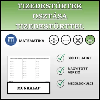 Munkalap: Tizedestörtek osztása tizedestörttel