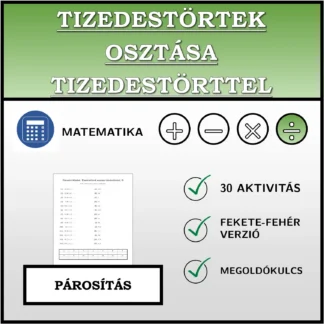 Párosító feladat: Tizedestörtek osztása tizedestörttel