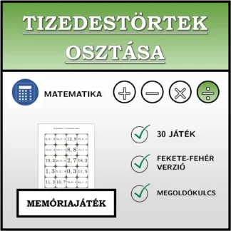 Memóriajáték: Tizedestörtek osztása